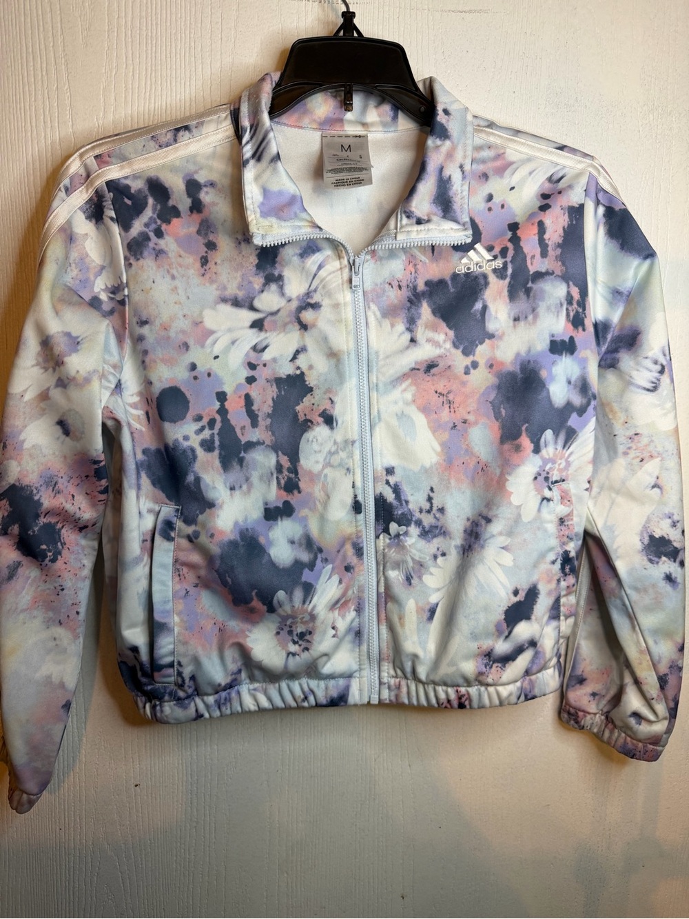 adidas Kids Floral Pastel Track Jacket - White, Pink, Blue
